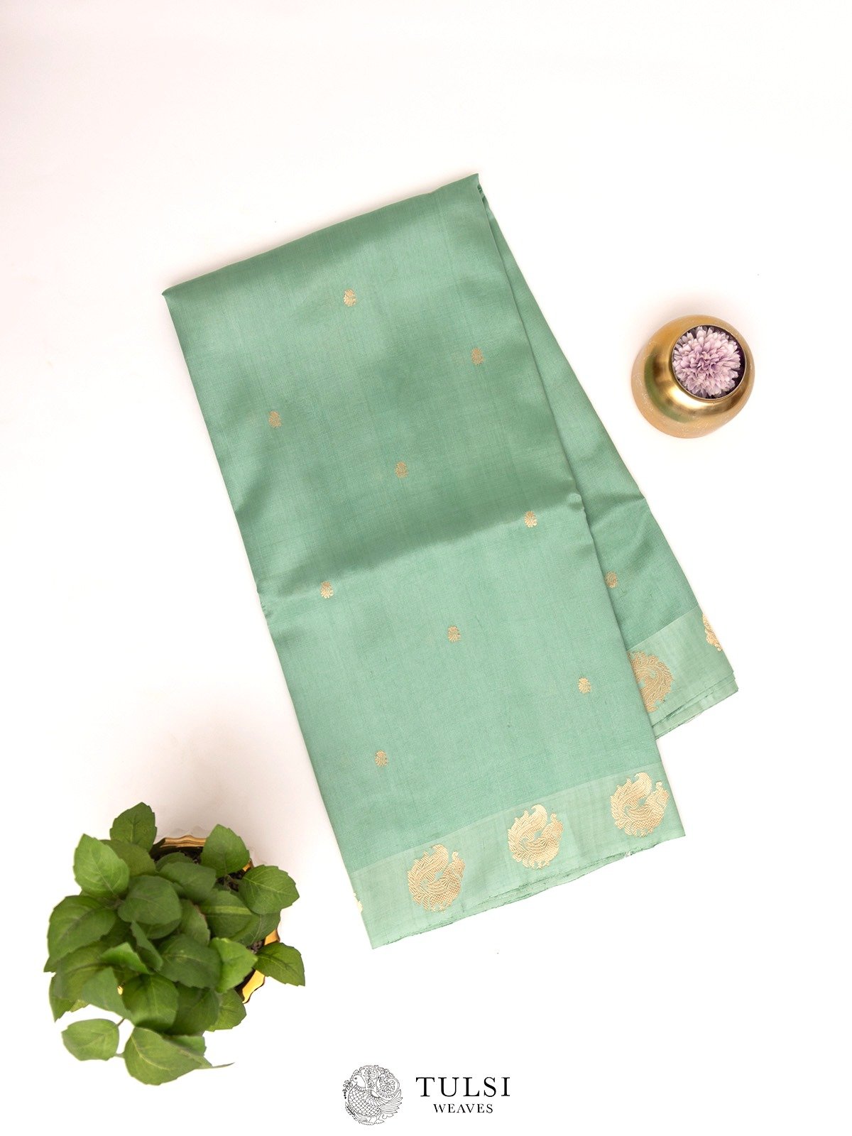 Teal Green Mashru Silk Saree 