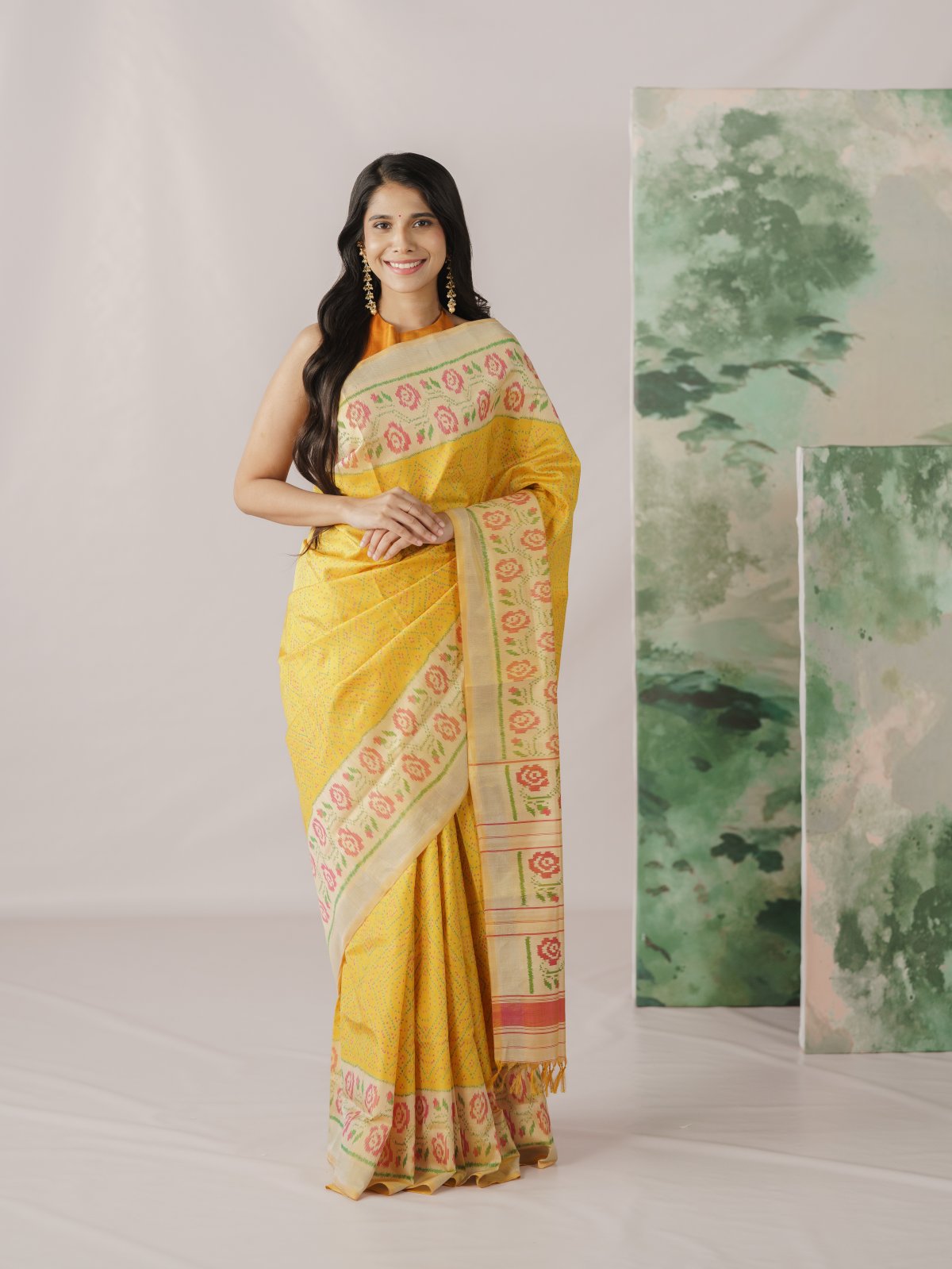 Mustard Yellow Patola Silk Sare