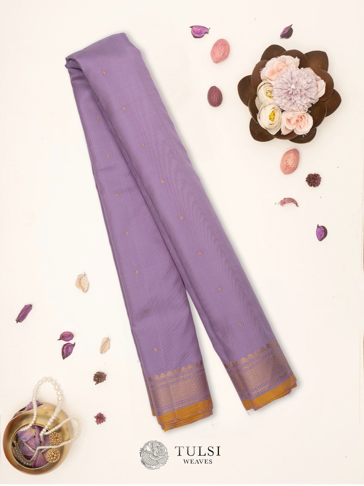 Lavender Gadwal Silk Saree