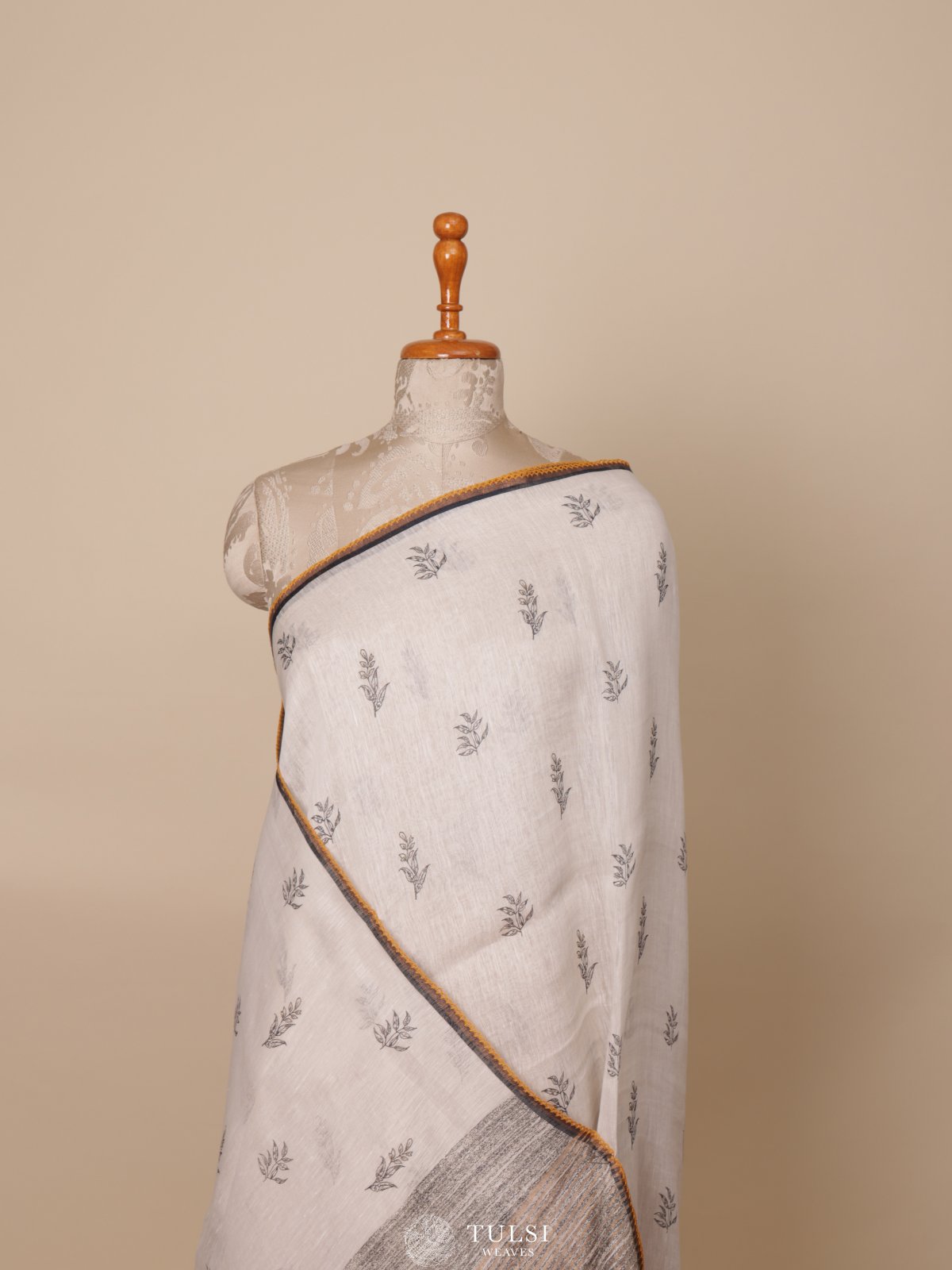 Off-White Linen Saree 