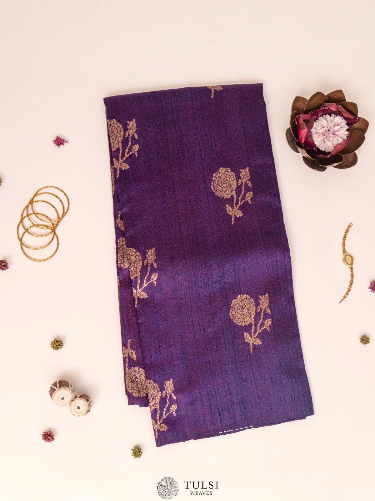 Violet Banaras Tussar Silk Saree