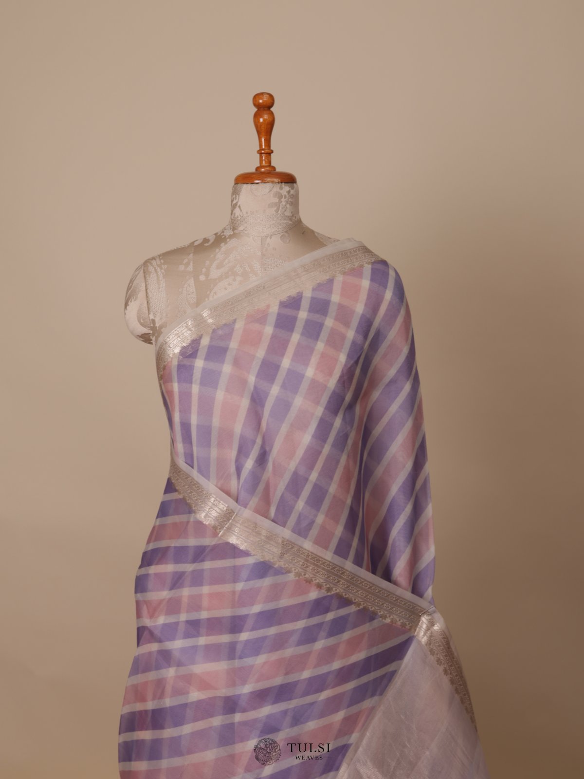 Multicolour Striped Organza Silk Saree