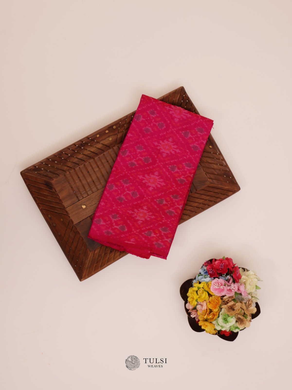 Pink Ikat Raw Silk Blouse