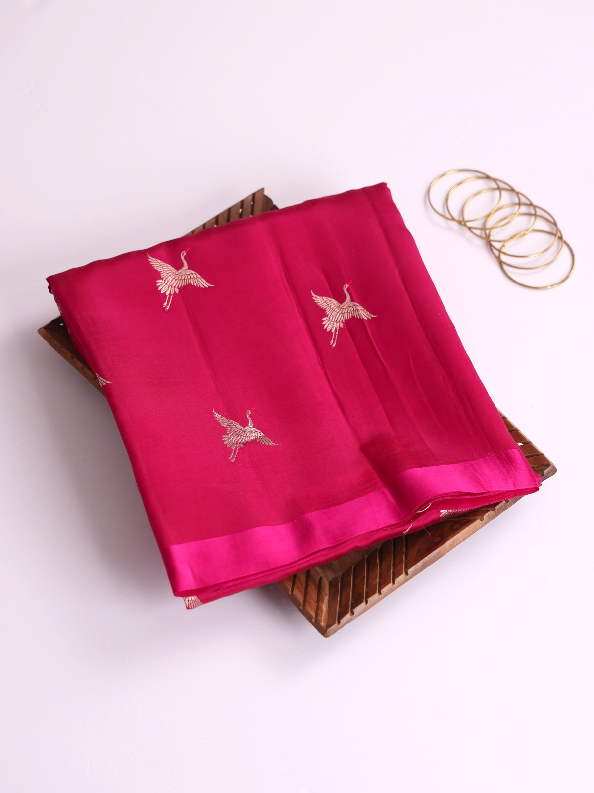Rani Pink Mashru Silk Saree With Satin Border