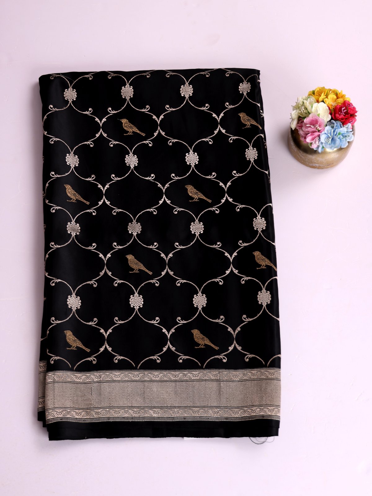 Black Mashru Silk Saree