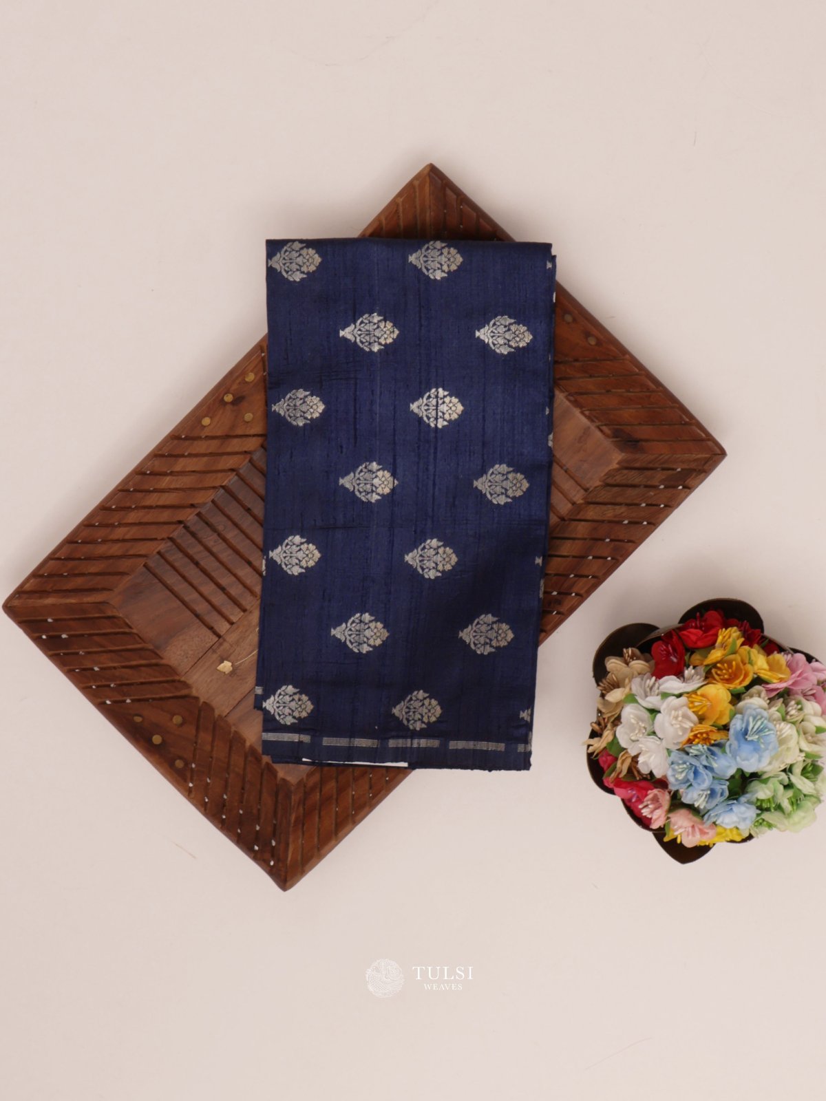 Blue Raw Silk Blouse