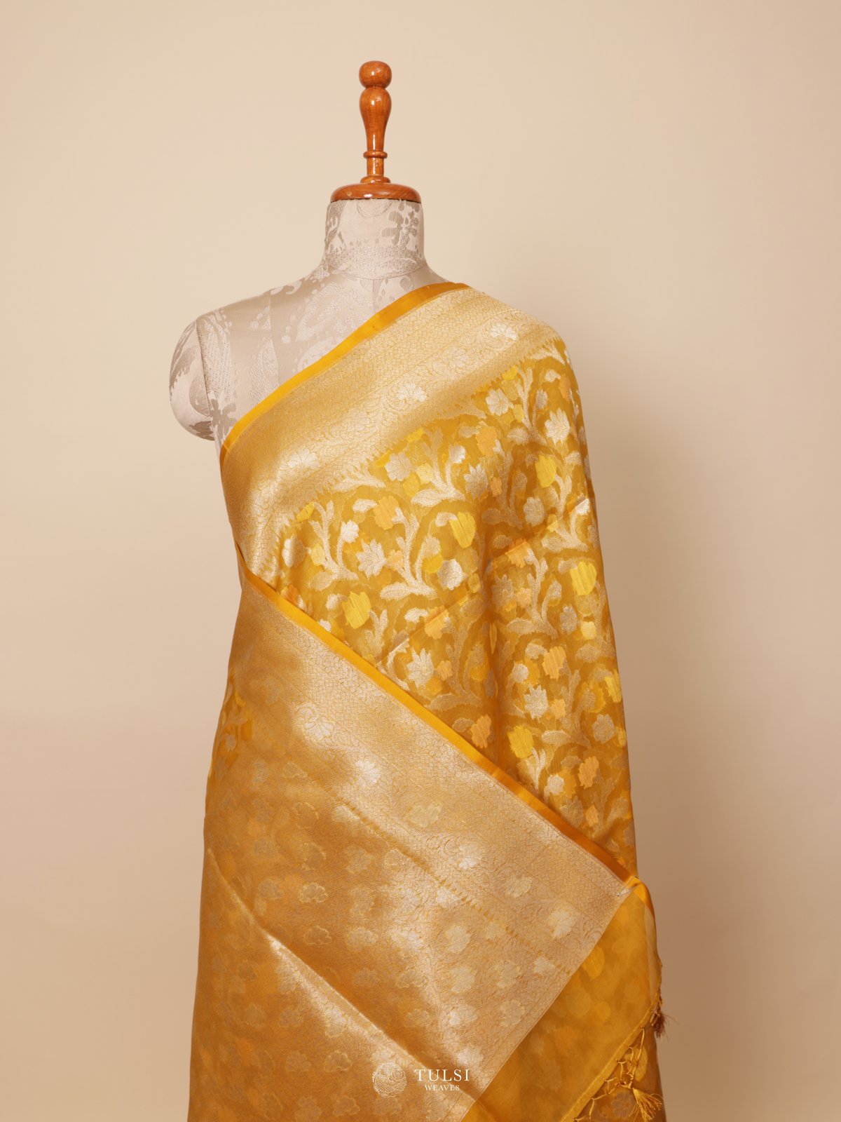 Yellow Kora Silk Saree