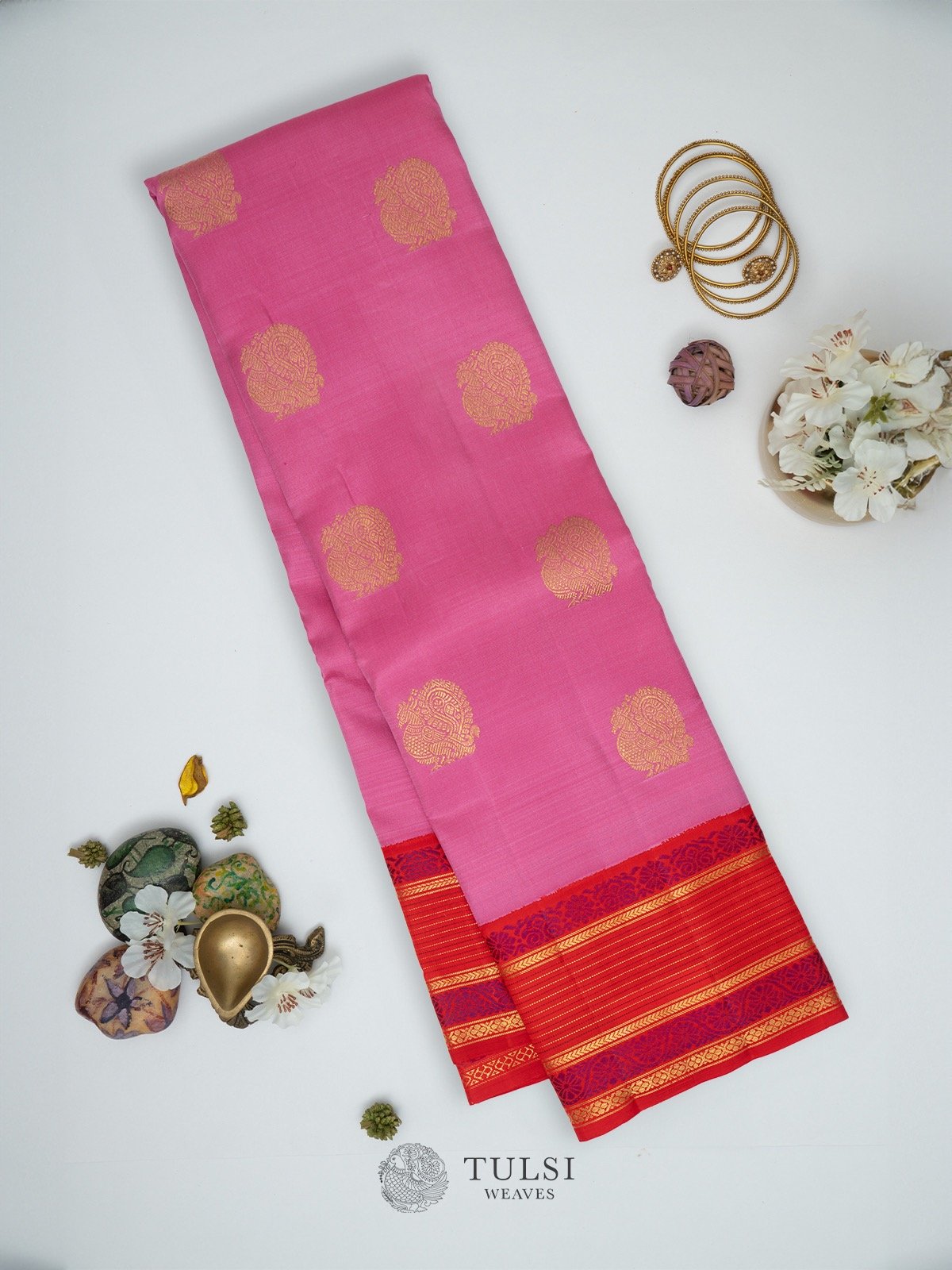 Lotus Pink Kanchipuram Silk Saree