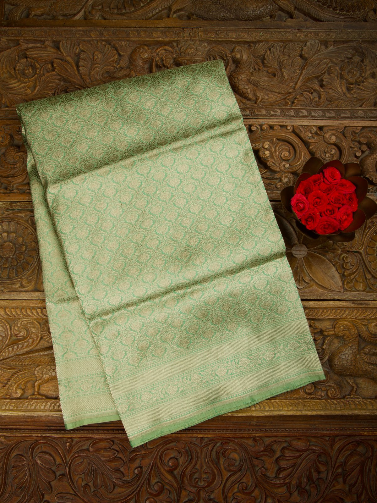 Celadon Green Banaras Silk Saree