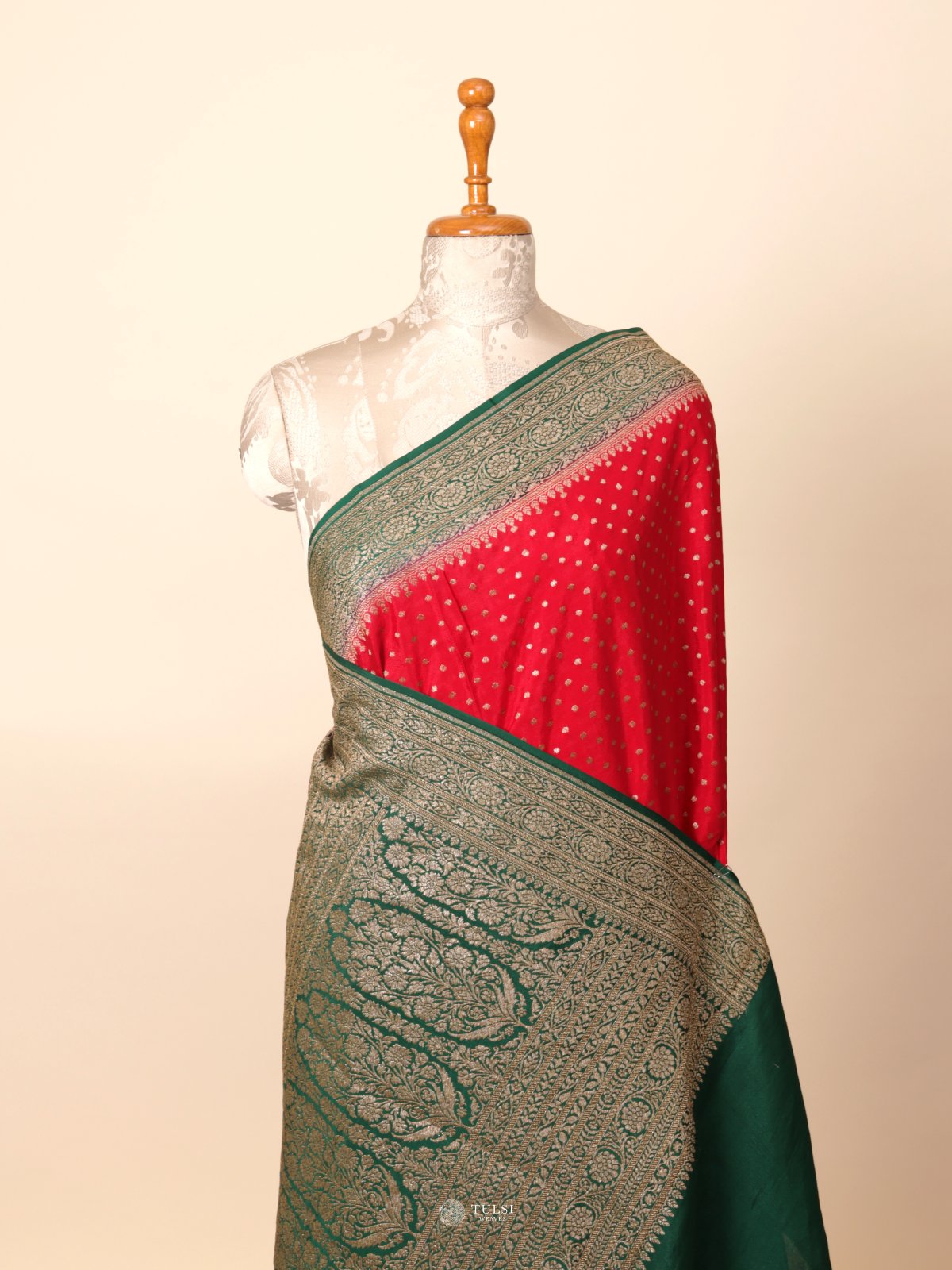 Red Banaras Crepe Silk Saree