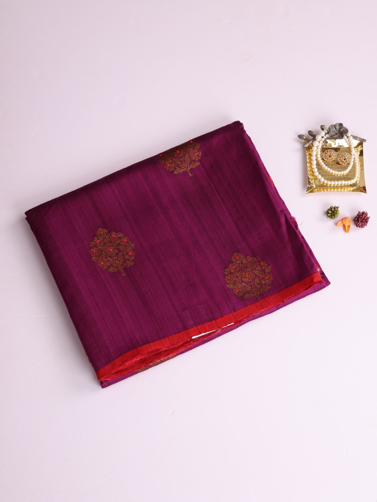 Dark Magenta Banaras Tussar Silk Saree