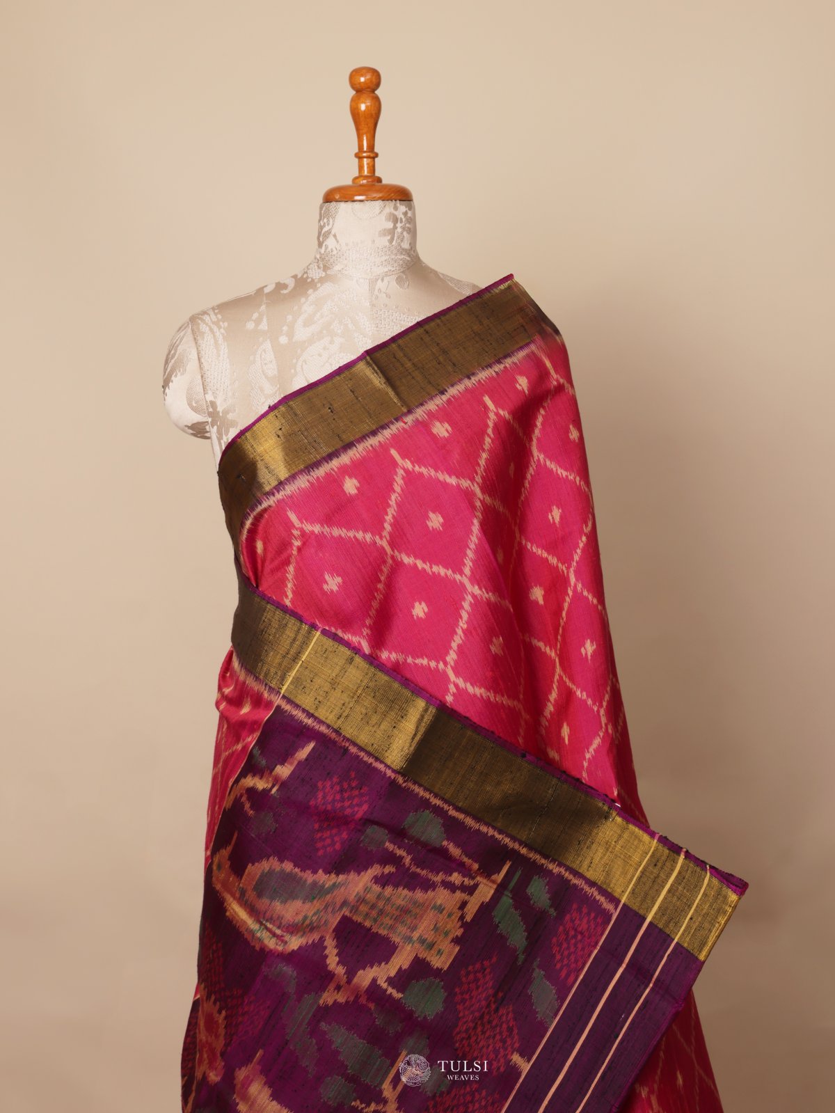 Pink Patola Raw Silk Saree
