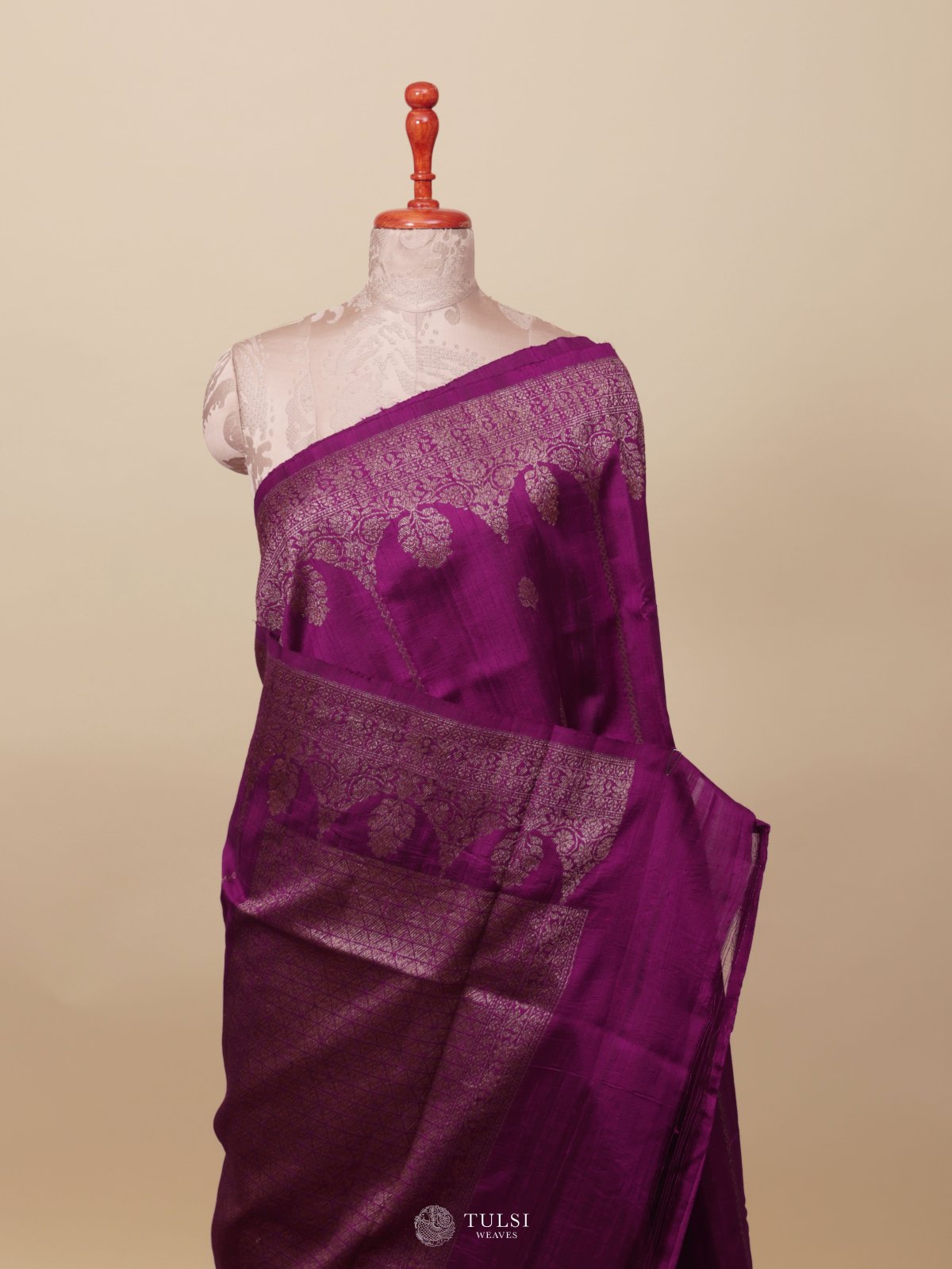 Magenta Banaras Tussar Silk Saree