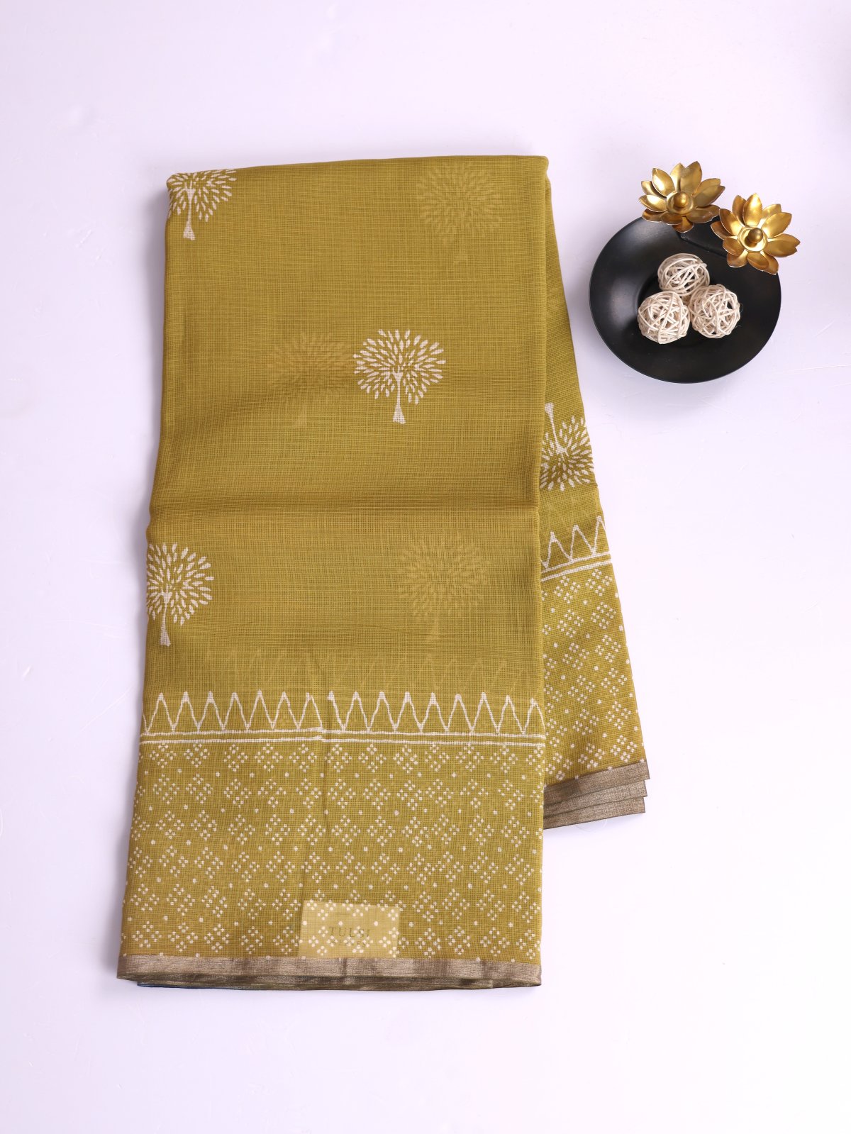 Light Mehndi Green Printed Kota Cotton Saree