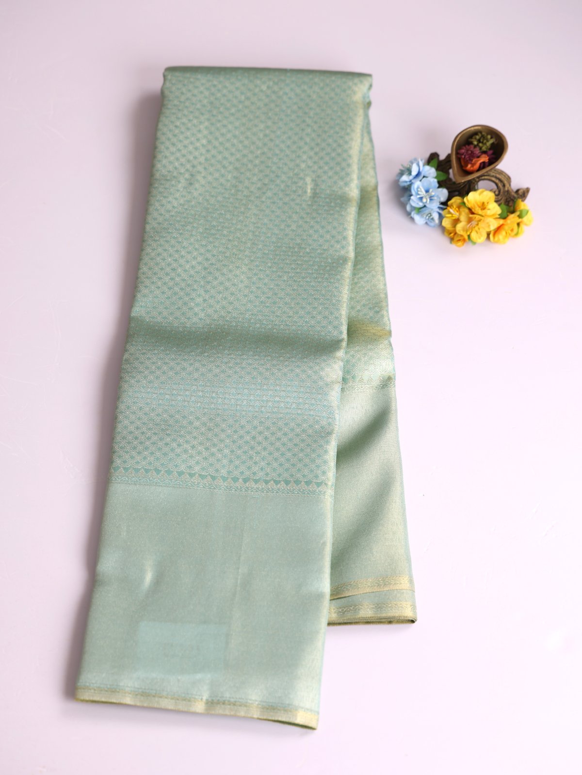 Light Blue Tissue Brocade Kanjeevaram Silk Saree