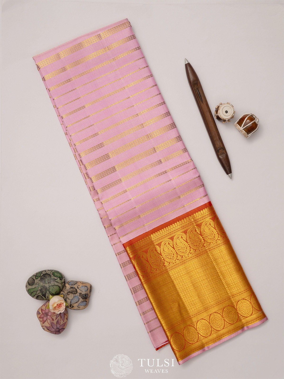 Light Pink Kanjeevaram Silk Pavadai 