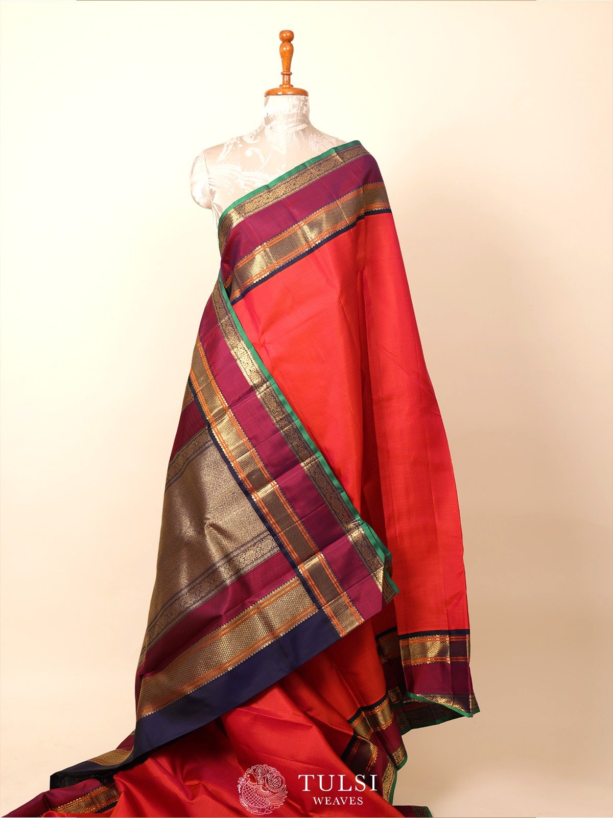 Warm Red Kanjeevaram Silk Saree 