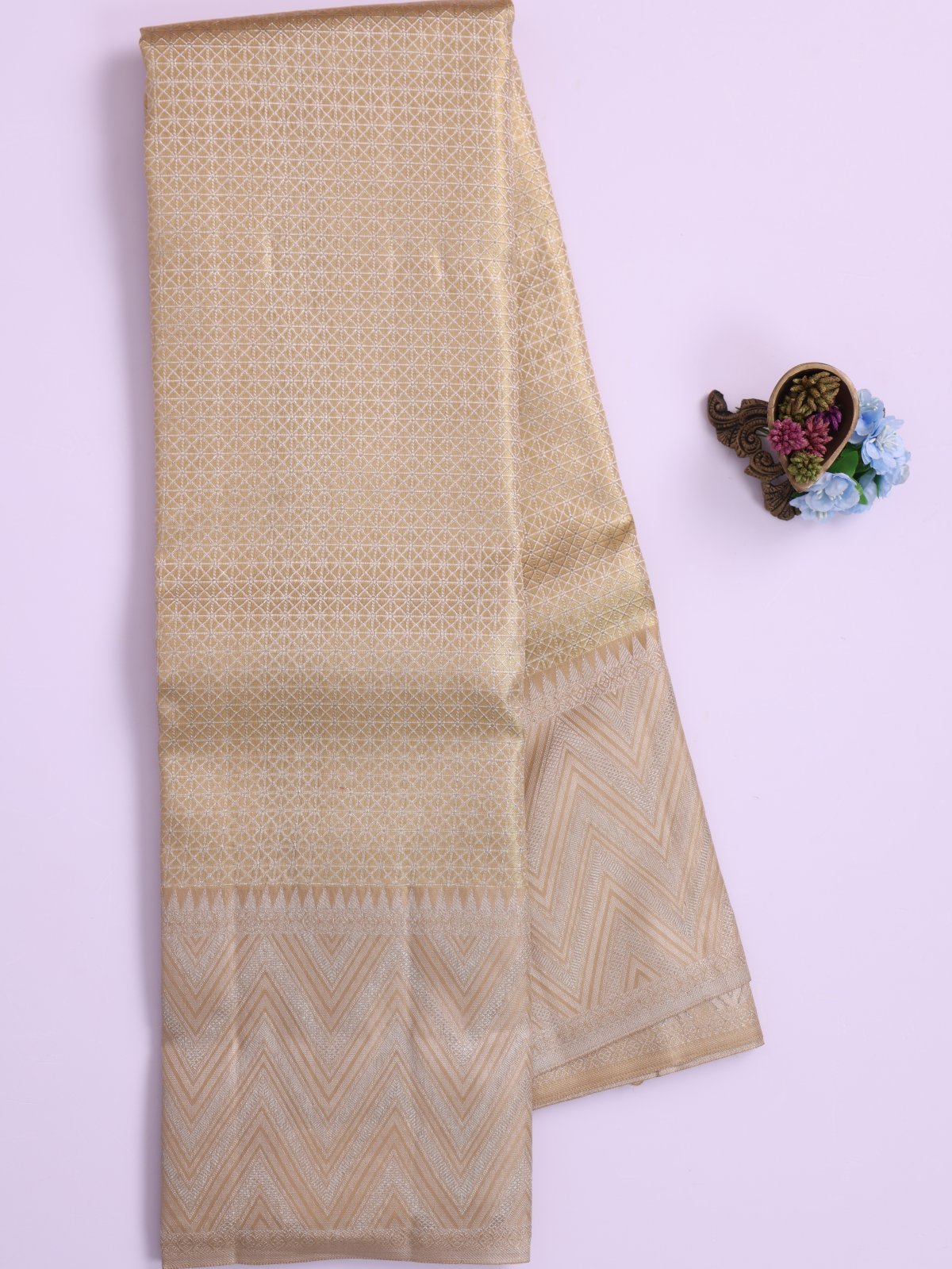 Gold Tissue Brocade Kanjeevaram Silk Saree
