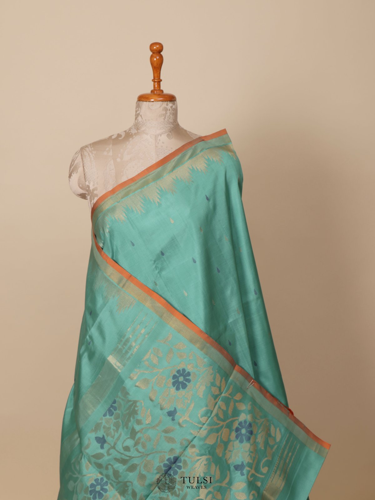 Turquoise Green Uppada Silk Saree
