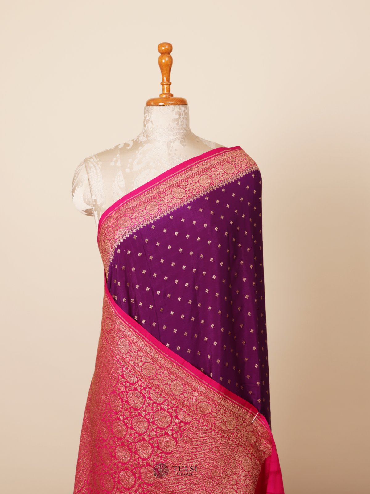 Purple Banaras Crepe Silk Saree