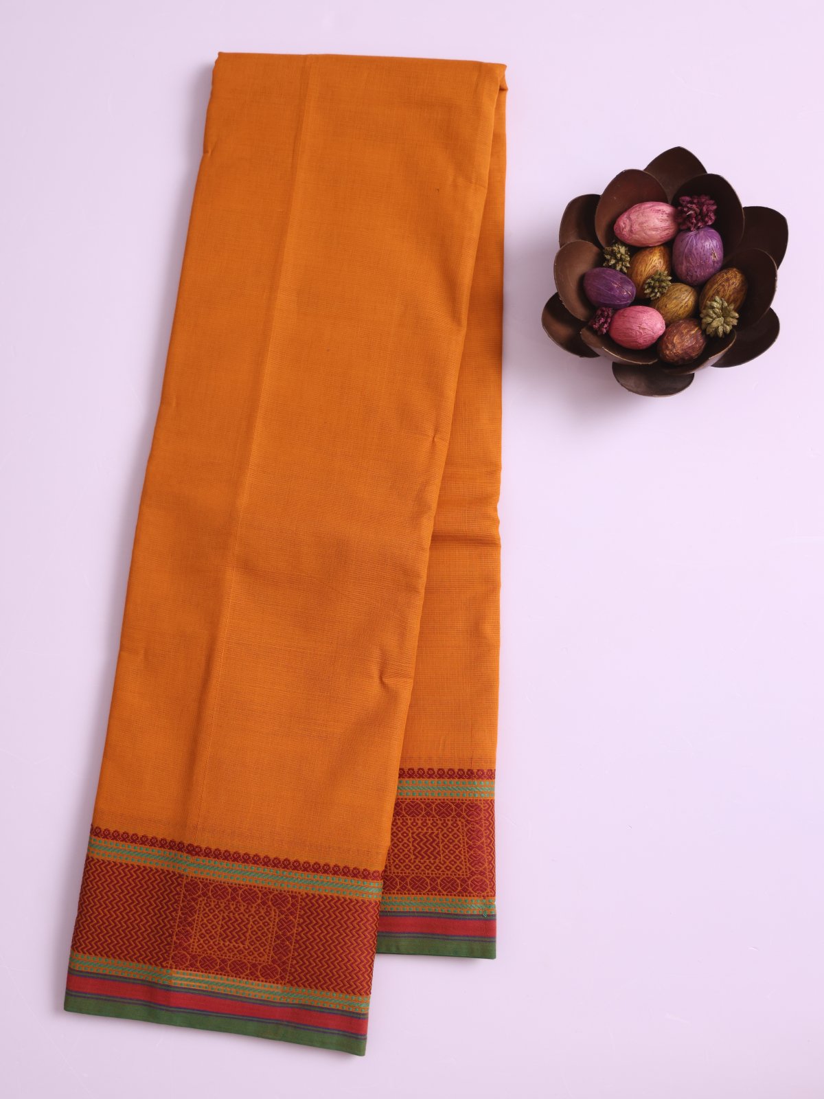 Tangerine Orange Kanchi Cotton Saree