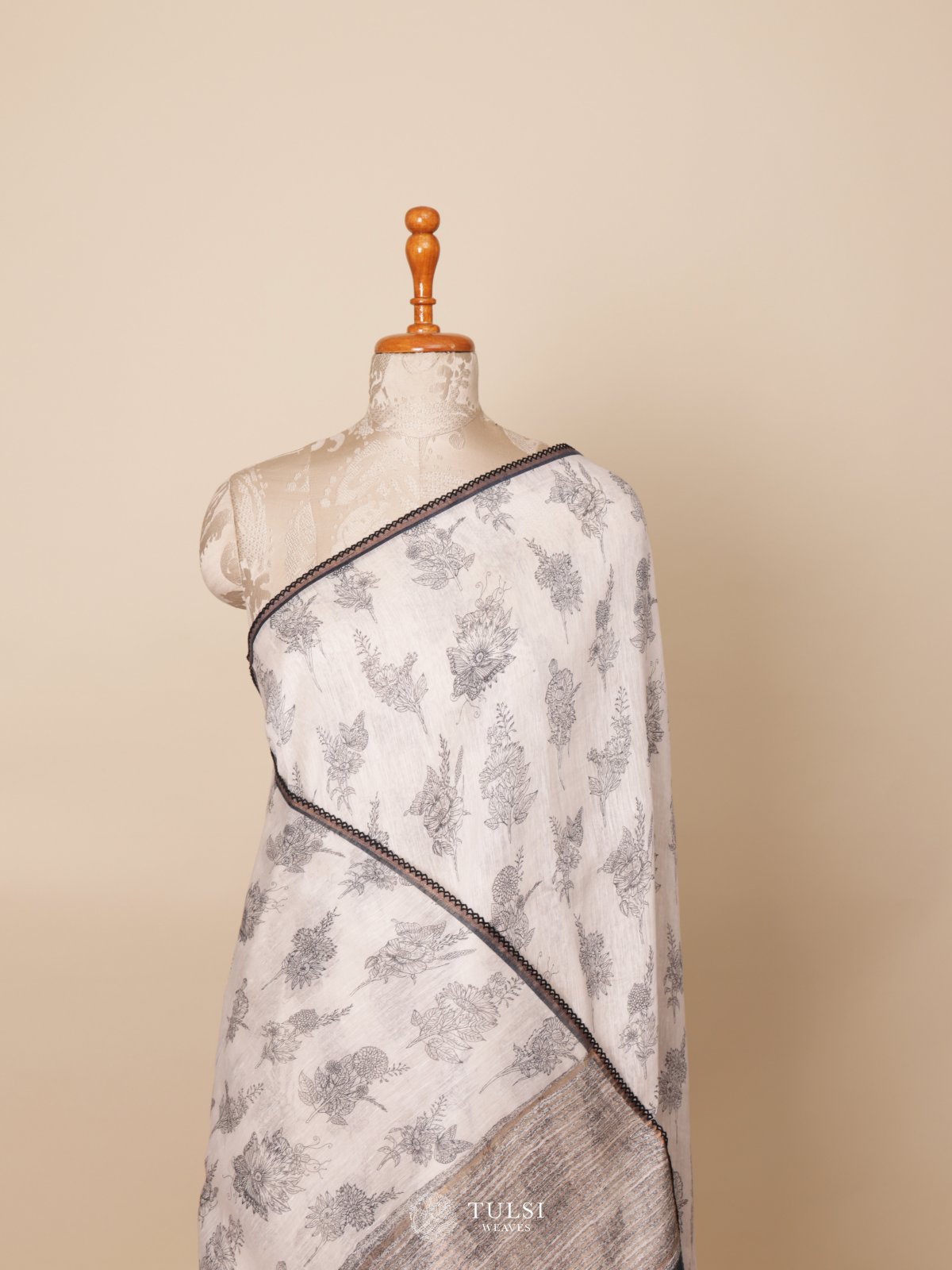 Off-White Linen Saree