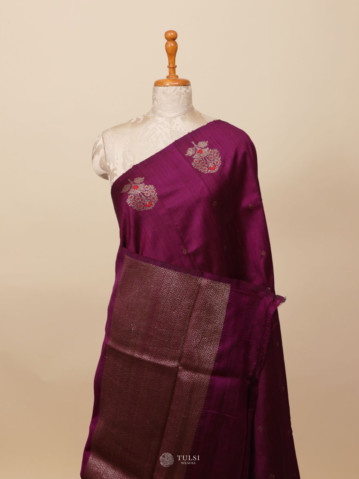 Purple Banaras Tussar Silk Saree
