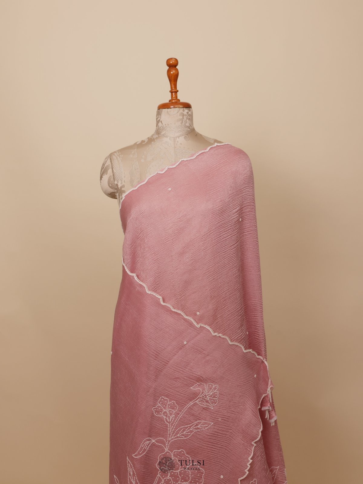 Pink Organza Embroidery Saree