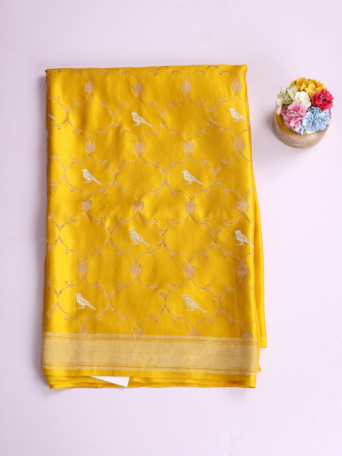 Yellow Mashru Silk Saree