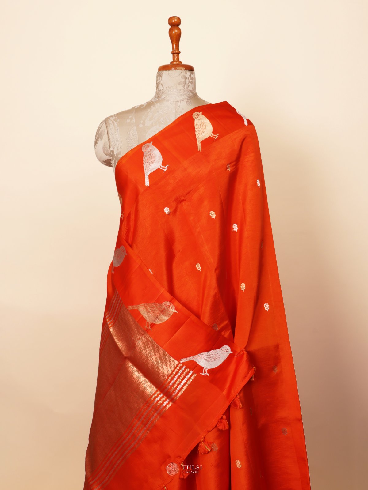 Orange Mashru Silk Saree