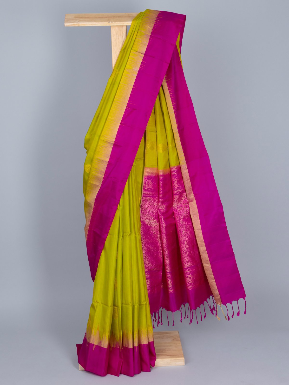 Light Green Soft Silk Saree With Pink Border