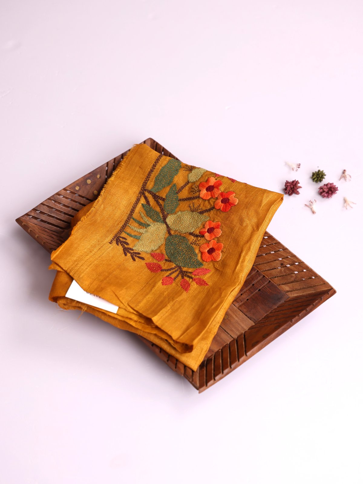 Mustard Yellow Embroidered Tussar Silk Blouse