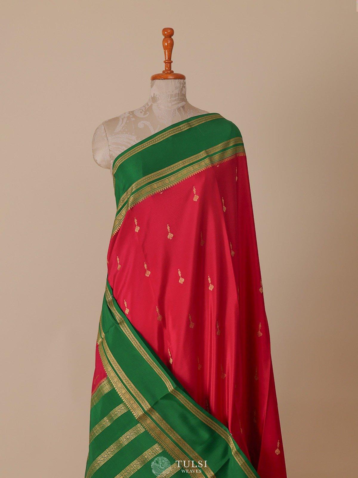 Rani Pink Mysore Silk Saree with Contrast Border