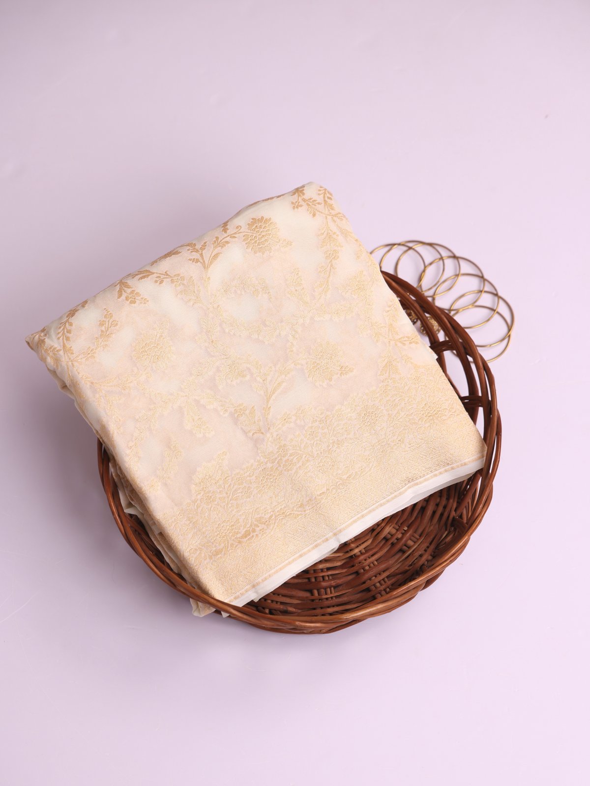 White Banaras Georgette Silk Saree