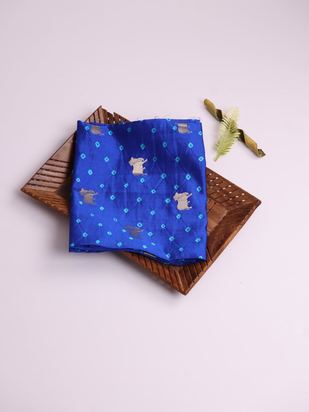 Blue Silk Bandhani Blouse With Cow Motifs