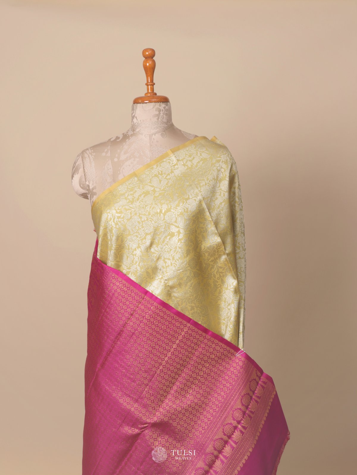 Light Yellow Kanjeevaram Silk Saree