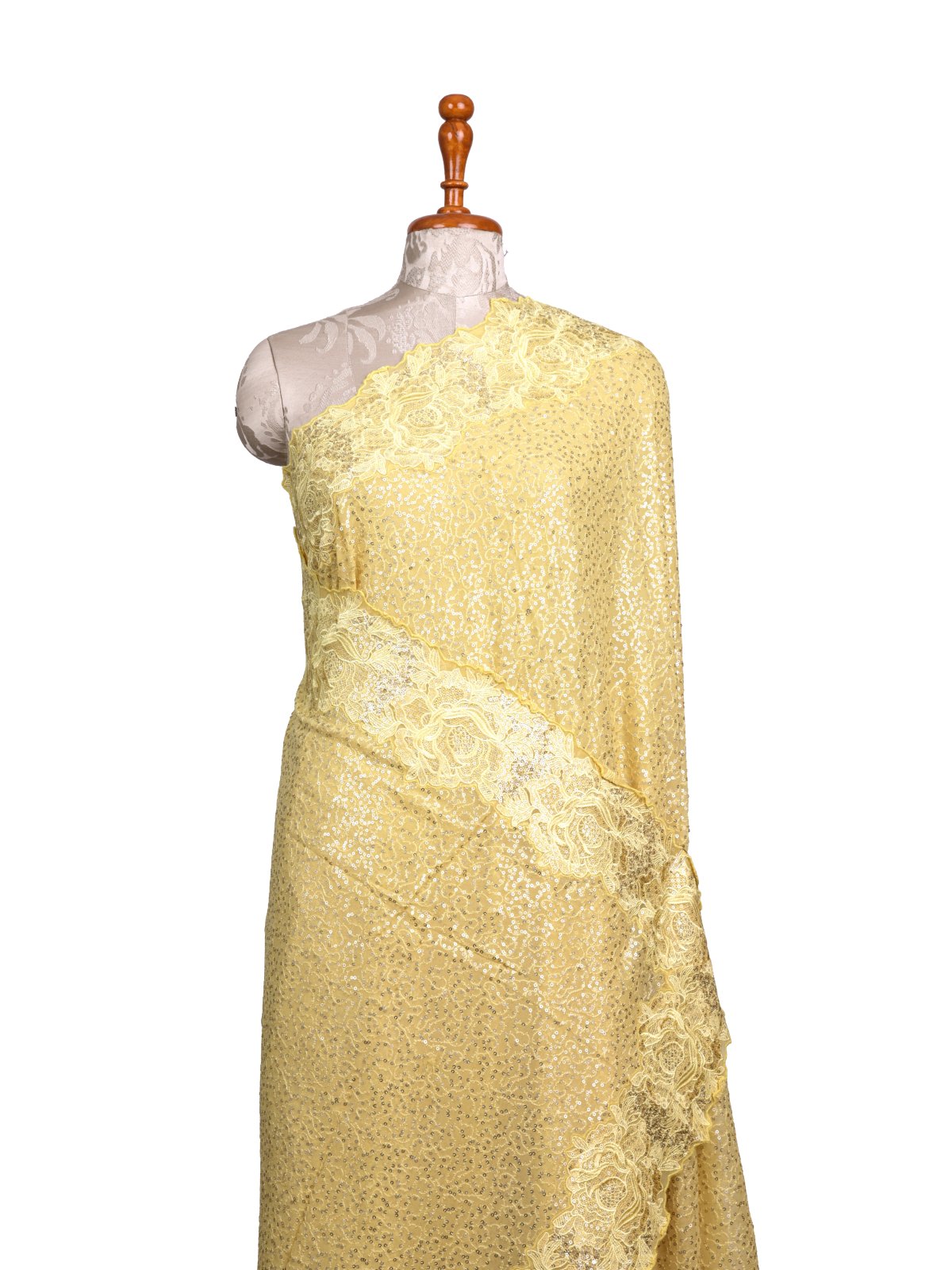 Yellow Embroidered Georgette Silk Saree With Sequins Work