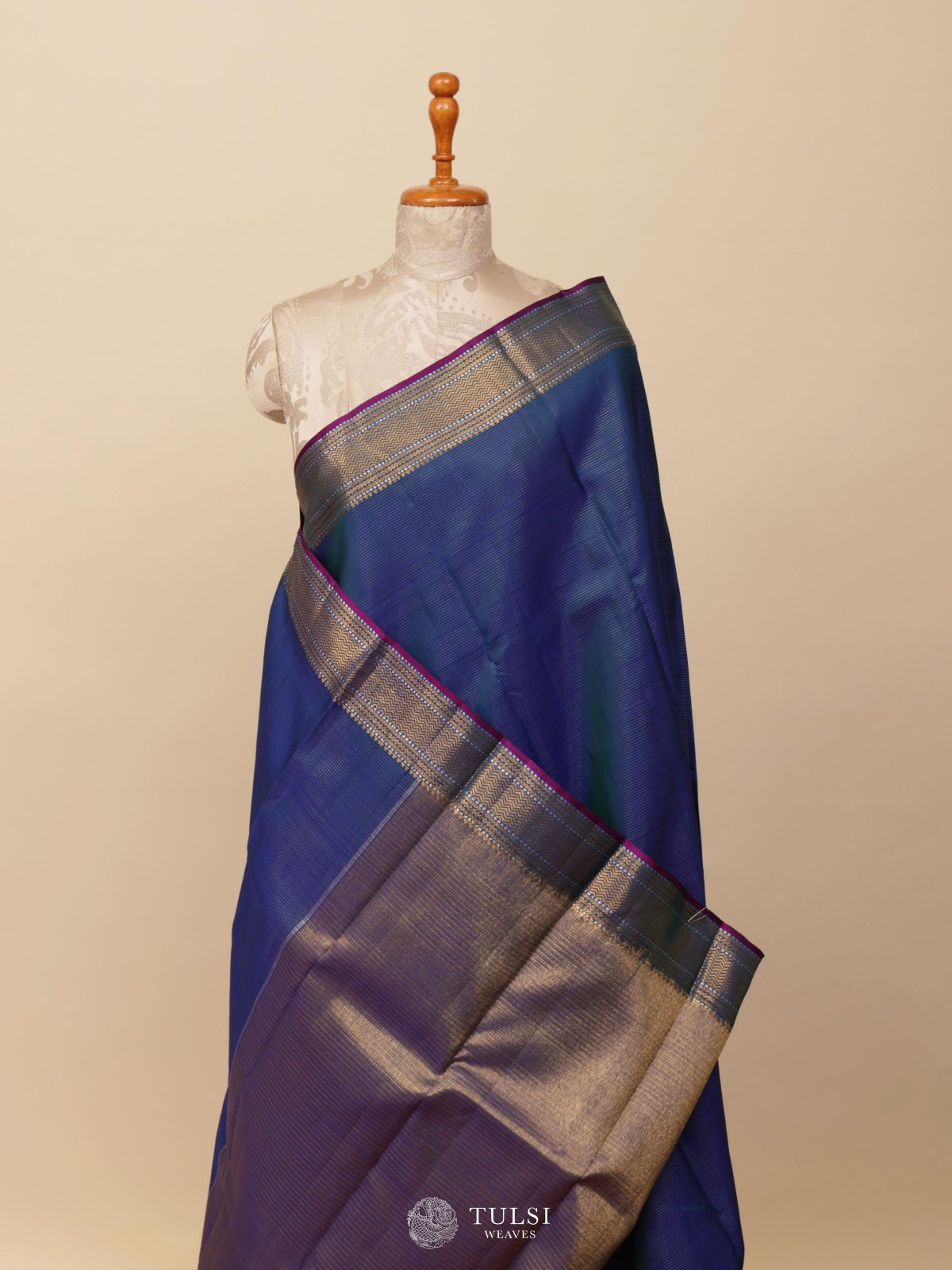 Peacock Blue Kanjeevaram Silk Saree