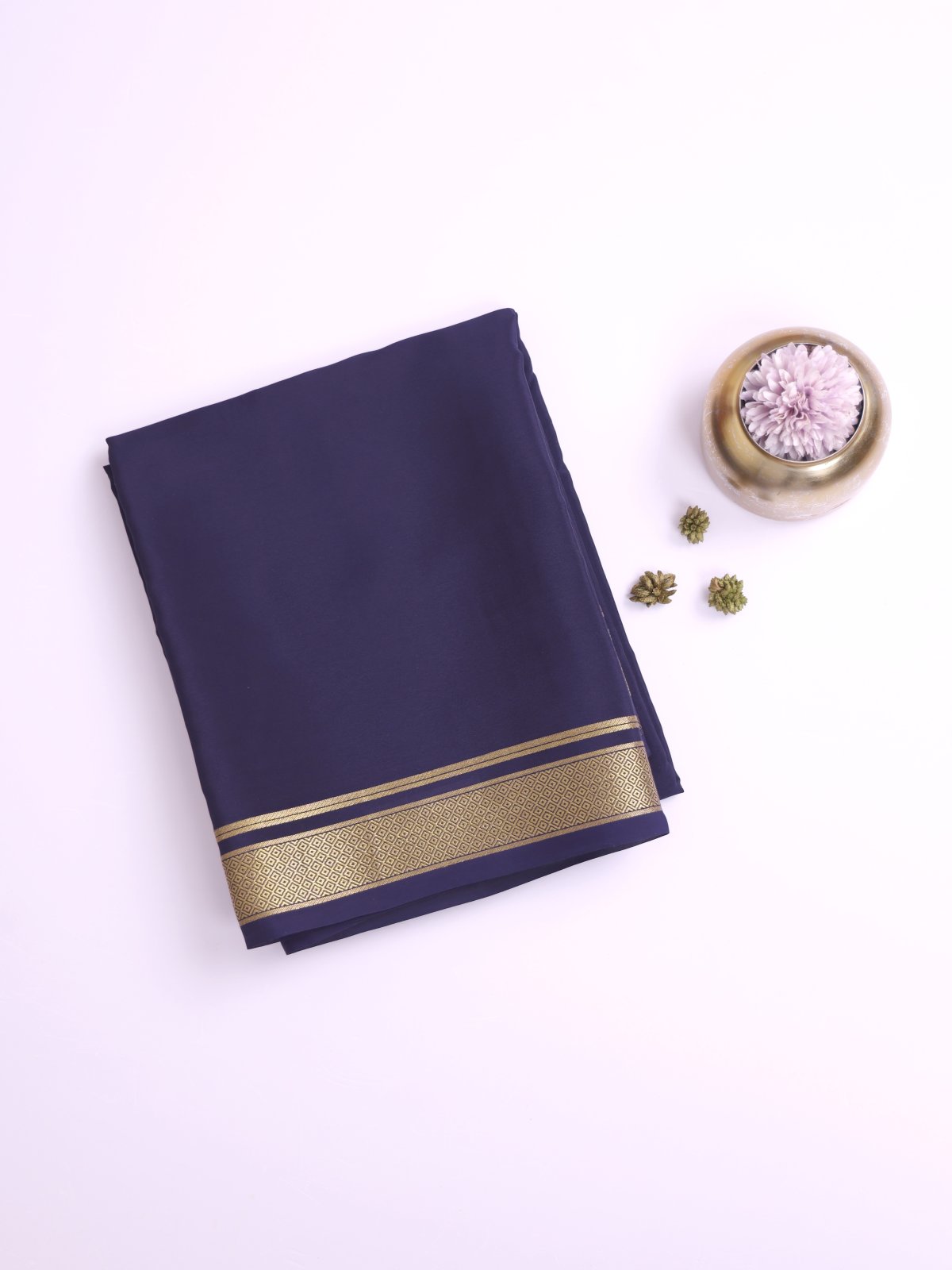 Navy Blue Mysore Silk Saree