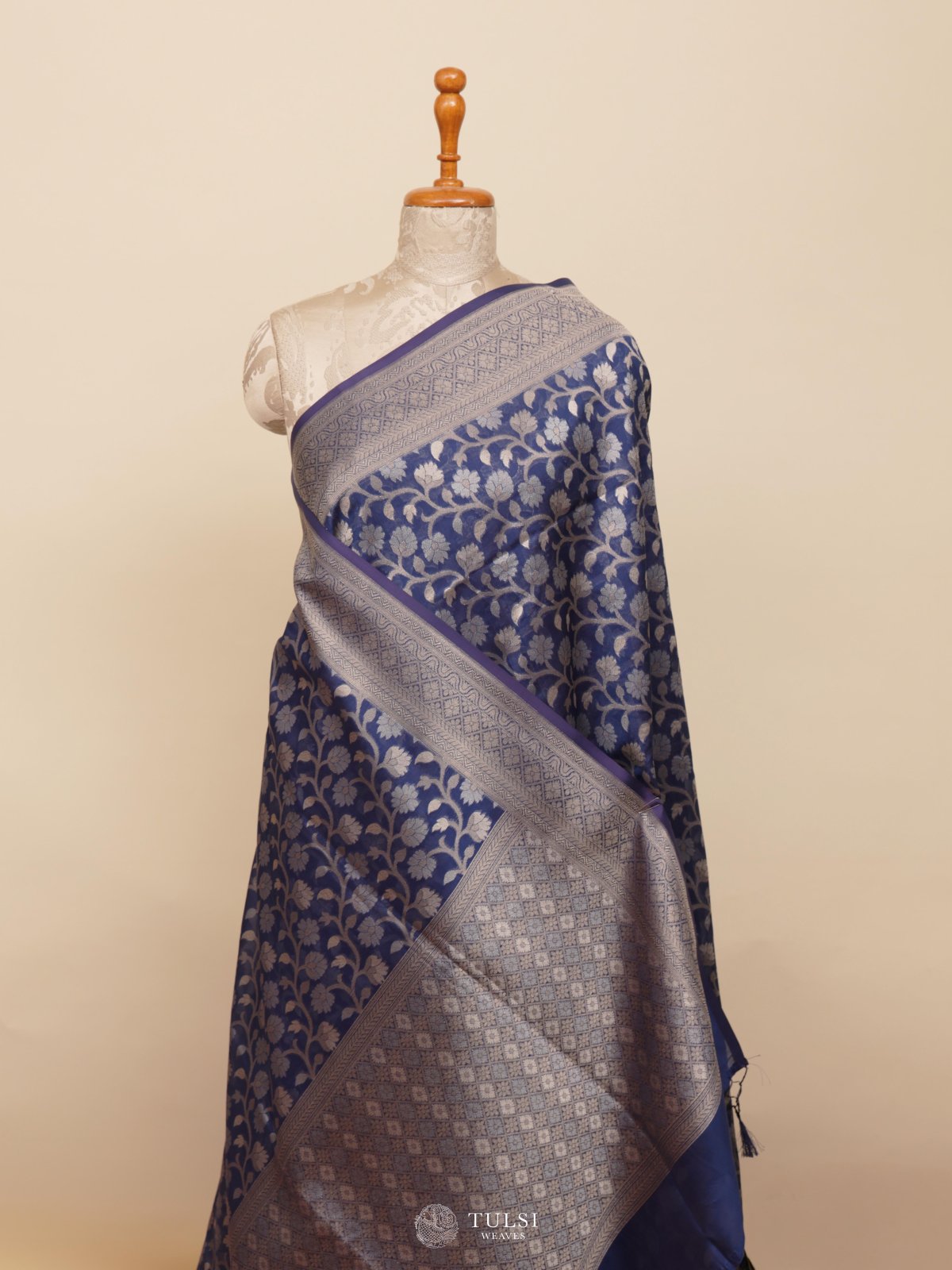 Blue Kora Silk Saree