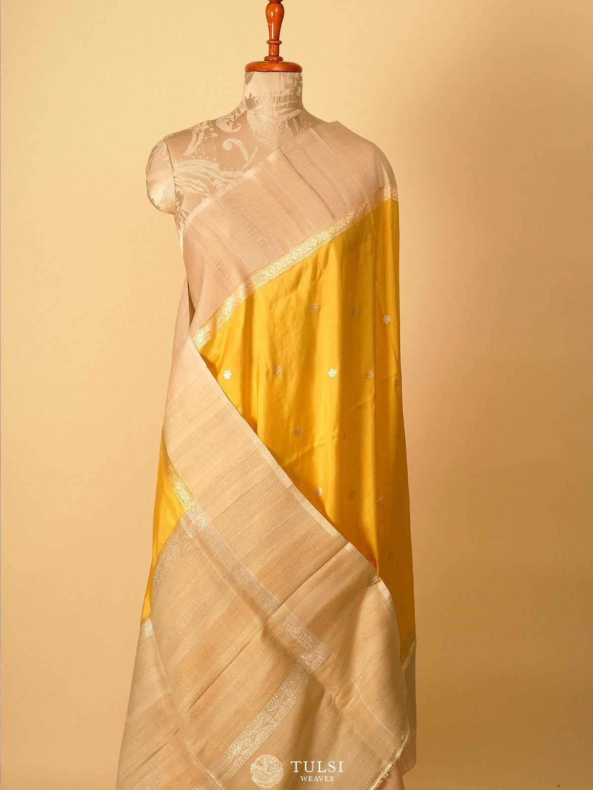 Mustard Banaras Tussar Georgette Silk Saree