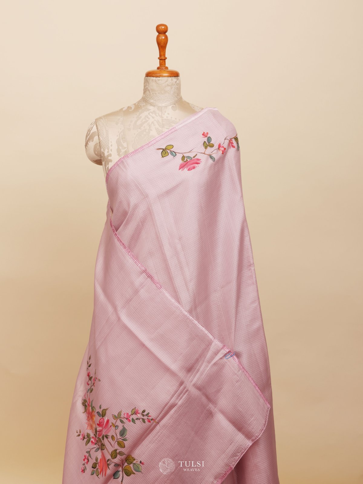 Light Lilac Kota Hand Painted Saree