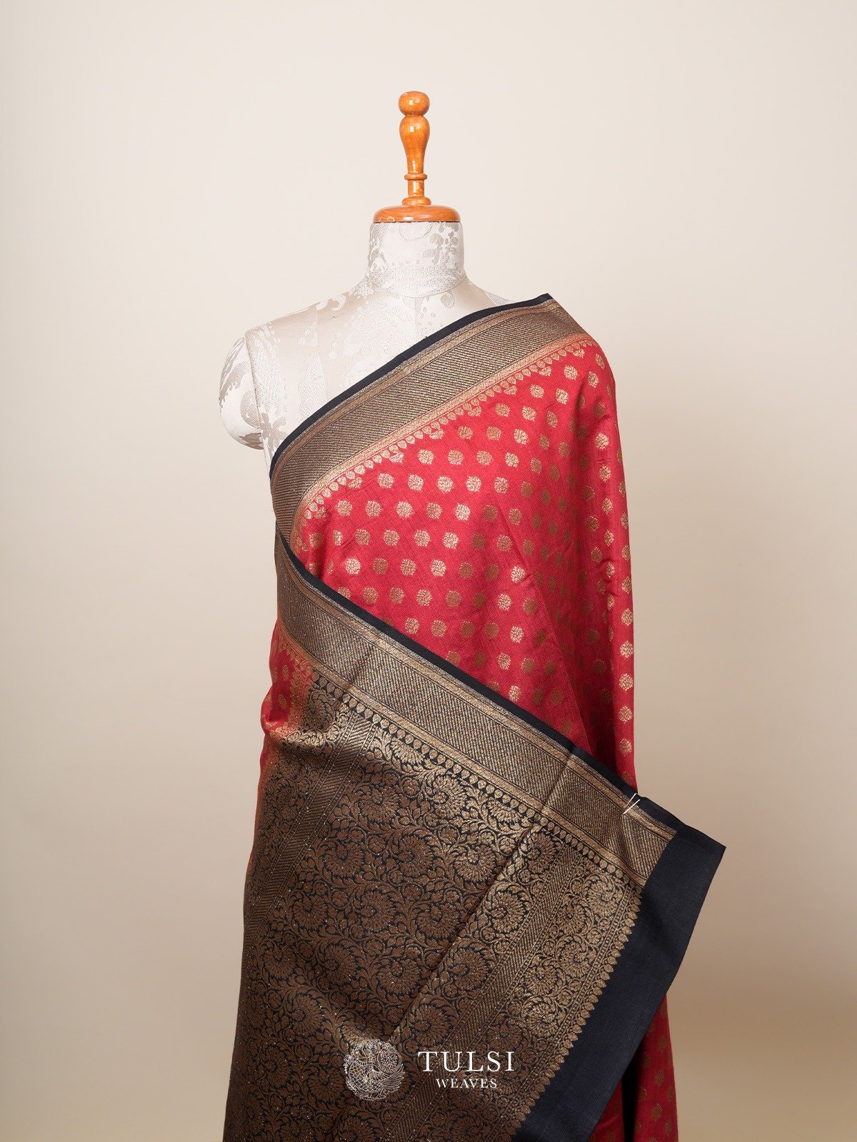 Red Banaras Tussar Silk Saree