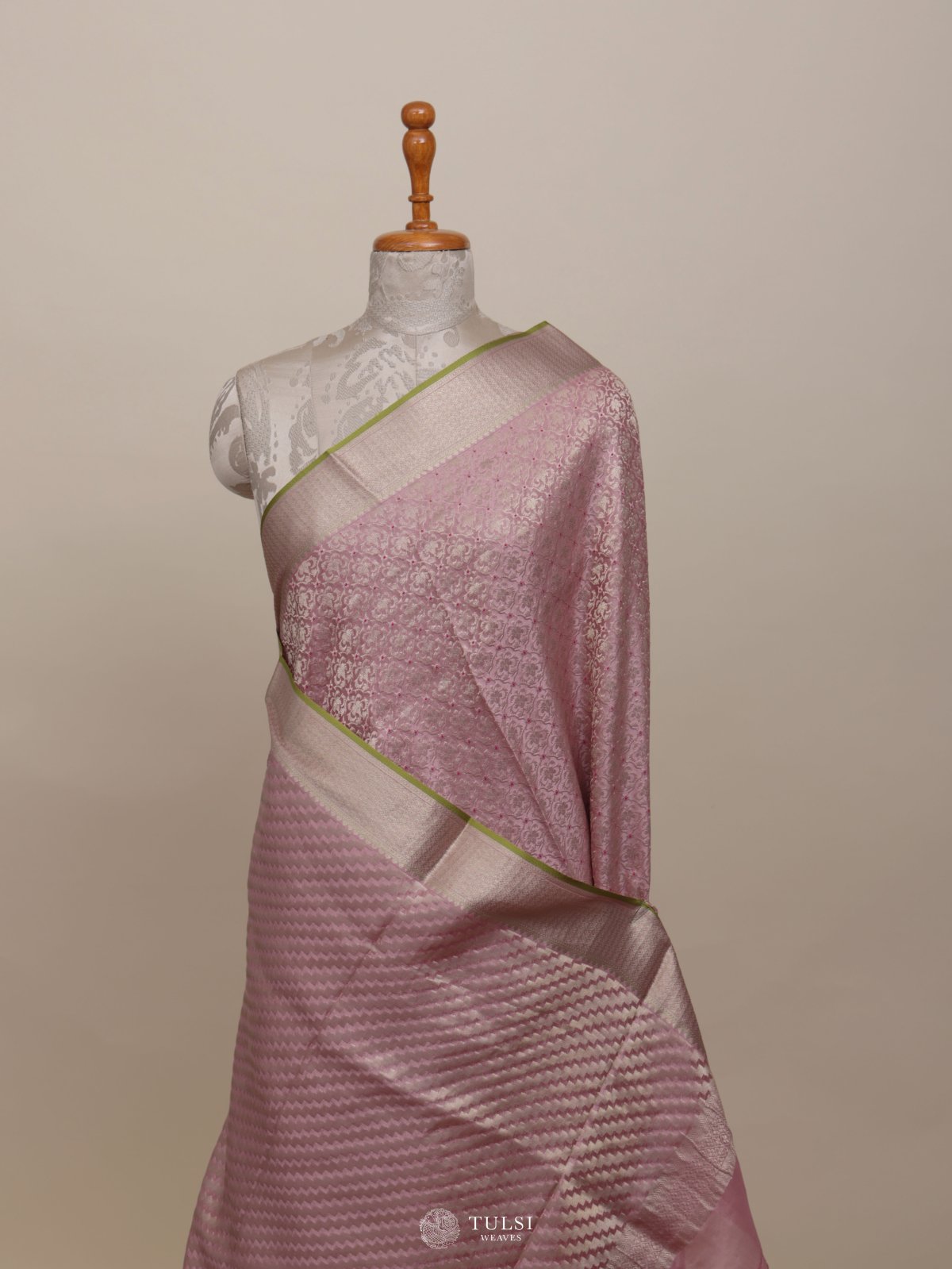 Pink Banaras Crepe Silk Saree