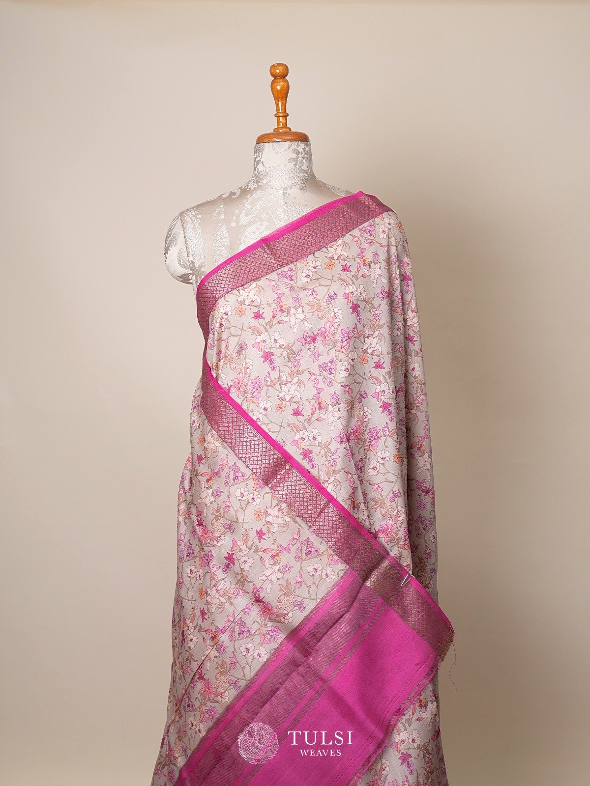 Light Grey Chaniya Silk Saree