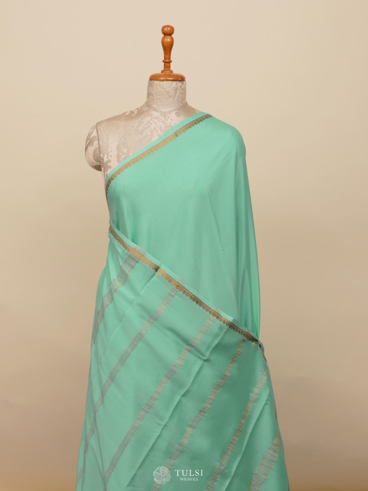 Light Aqua Blue Mysore Silk Saree