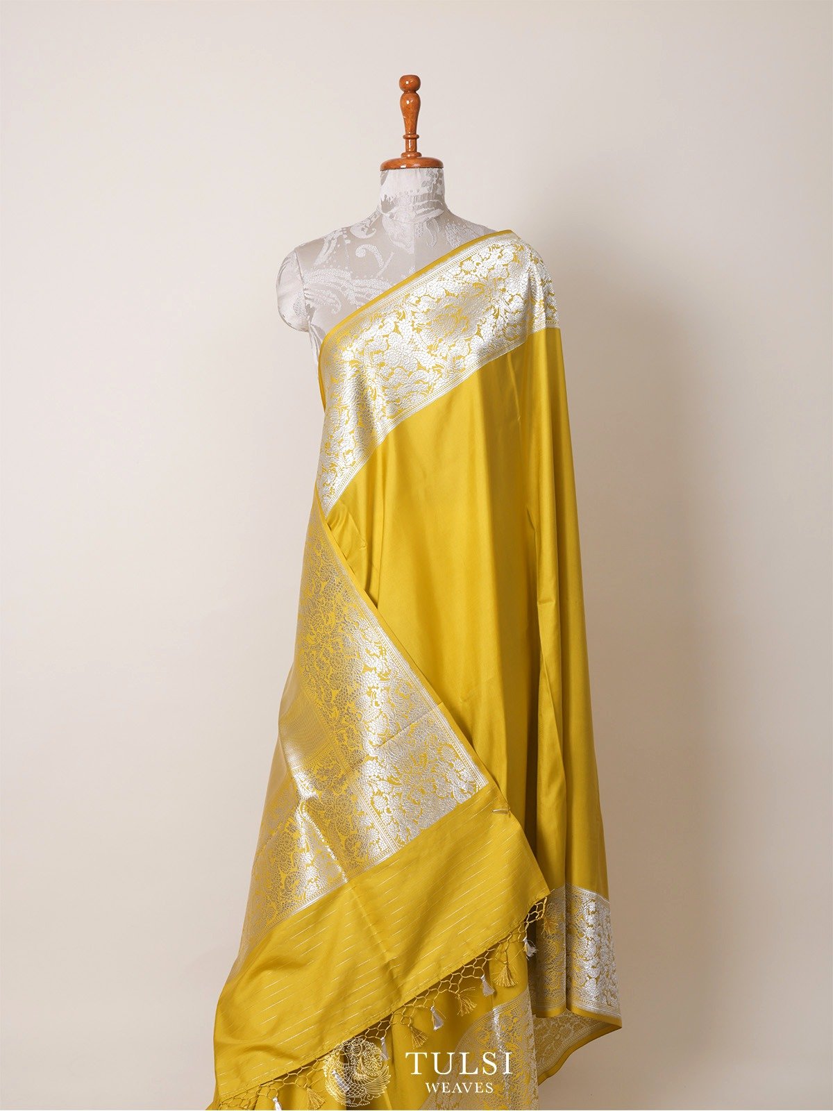 Yellow Mahsru Silk Saree