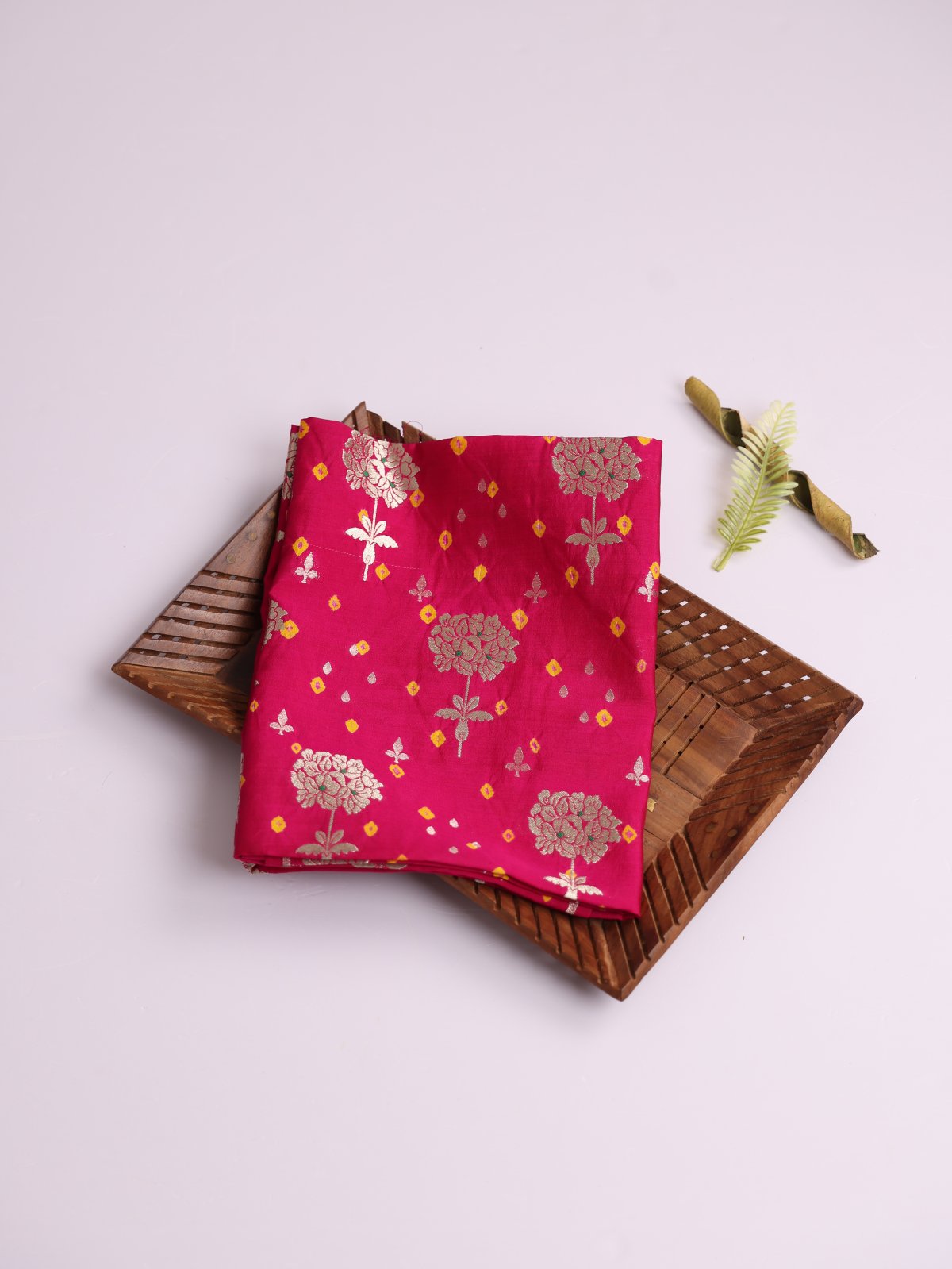 Rani Pink Silk Bandhani Blouse With Floral Zari Motifs