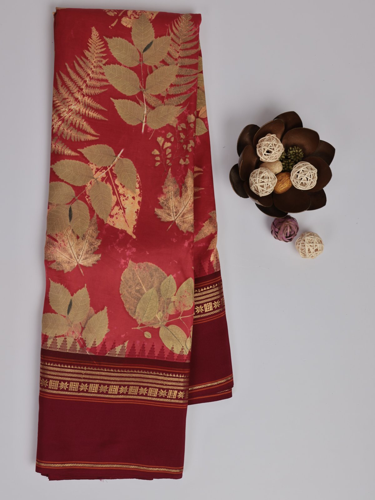 Red Printed Kanjeevaram Silk Saree