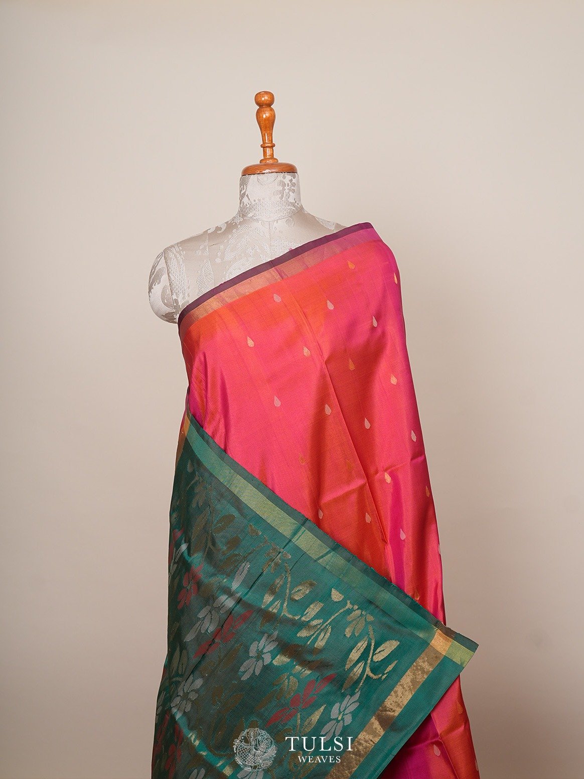 Bright Orange Uppada Silk Saree